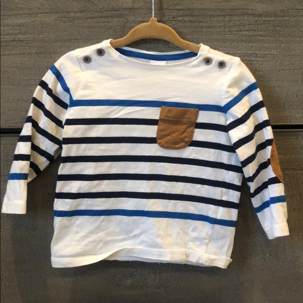 Striped shirt with elbow and pocket detail 6-9 mo